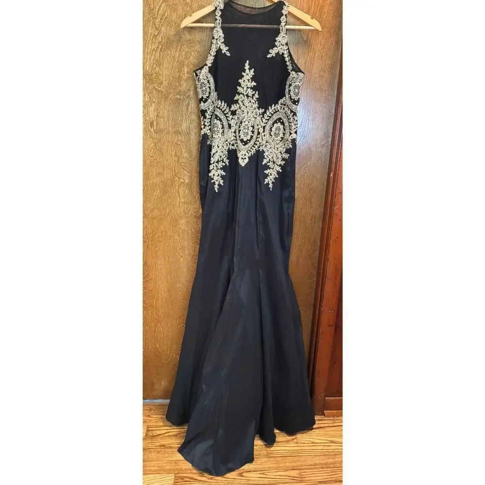 Xscape Embellished Taffeta Mermaid Style Formal Gown sz 12